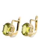 Oro amarillo de 8 quilates 333 Yellow Peridot pendientes vec003x-yp Ruso Soviético URSS Joyería vintage Art Deco style
